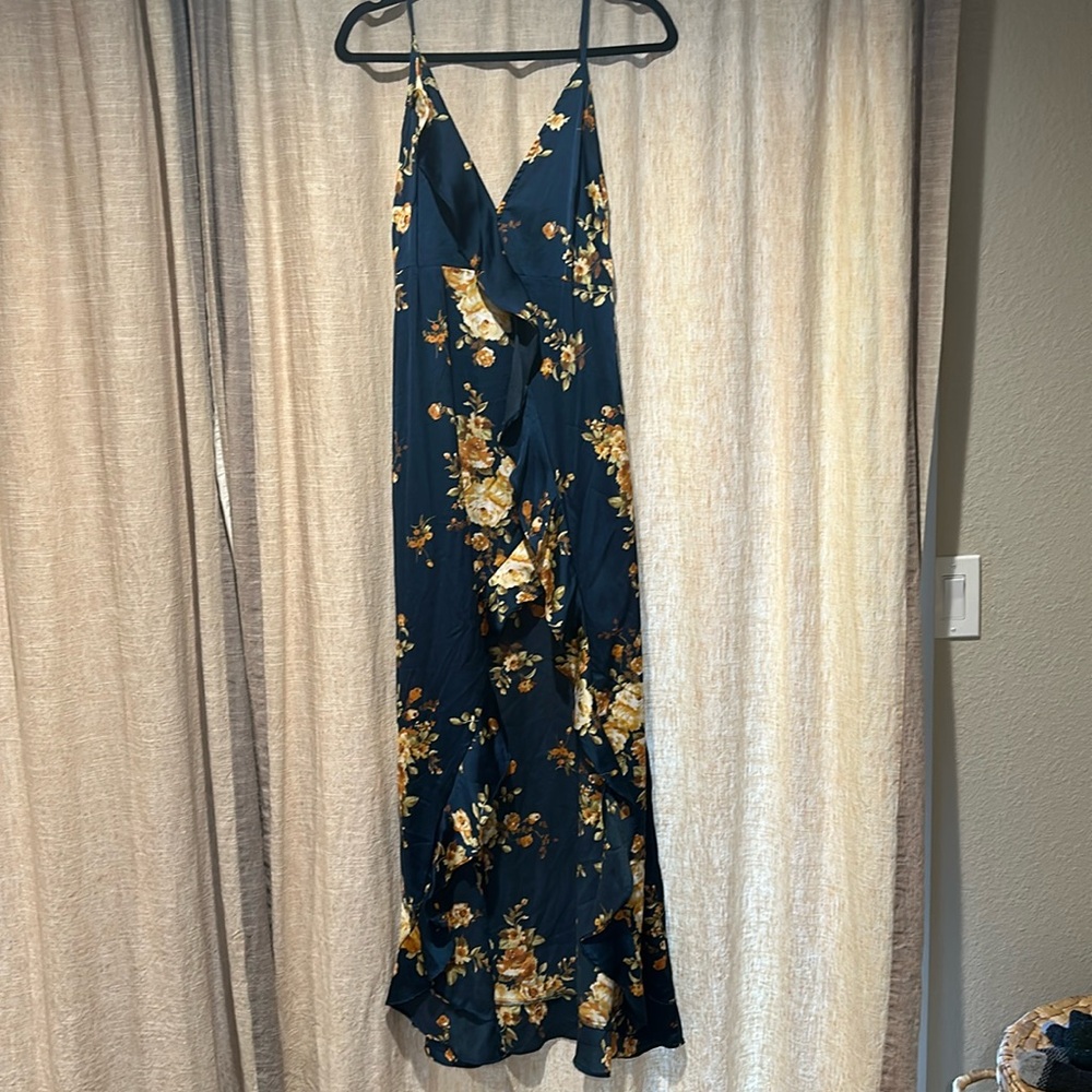 Satin floral maxi dress